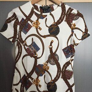 Lauren Ralph Lauren Belting-Print Cotton-Blend Crewneck Tee